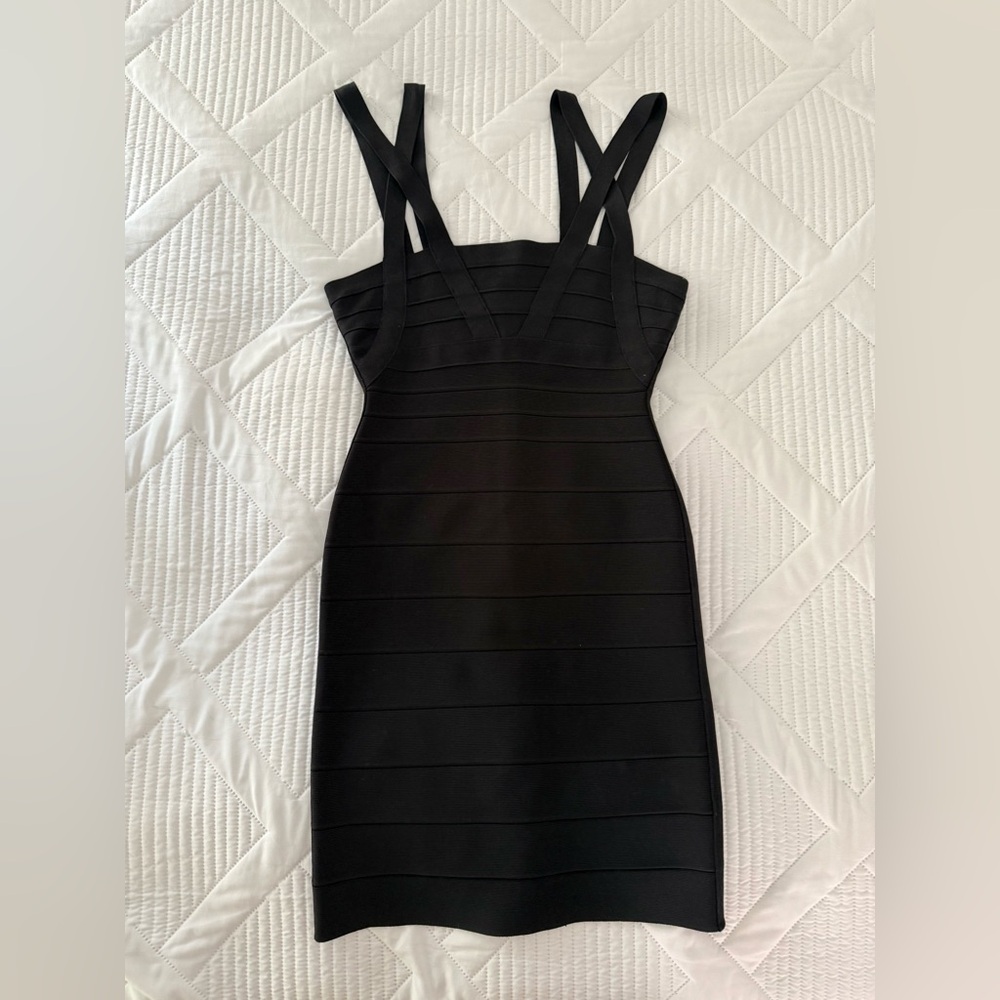 Herve Leger Black Strappy Mini Dress